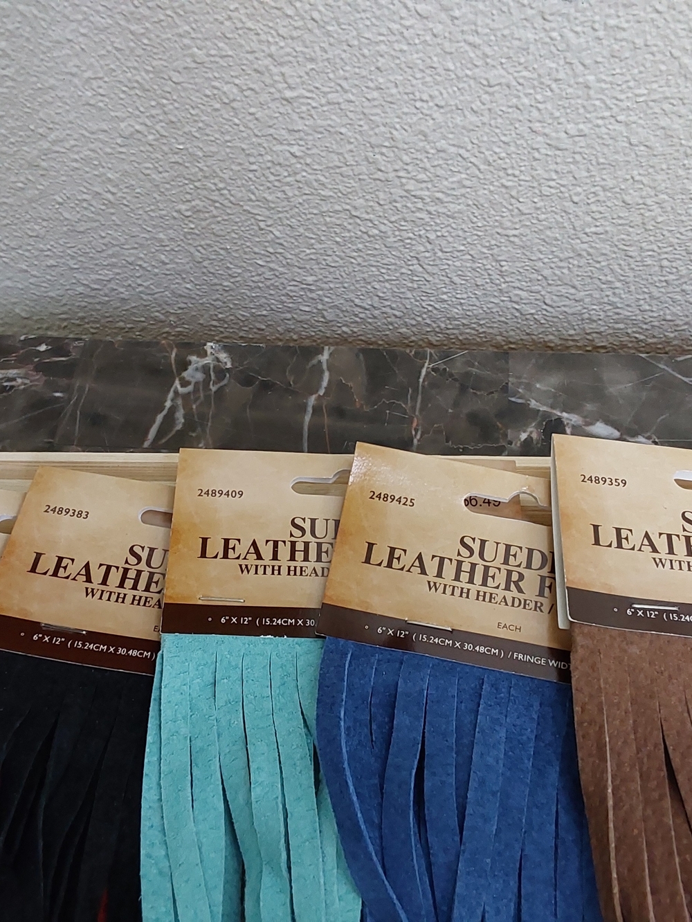 Suede Leather Fringe Trim - Brown, Blue & Teal